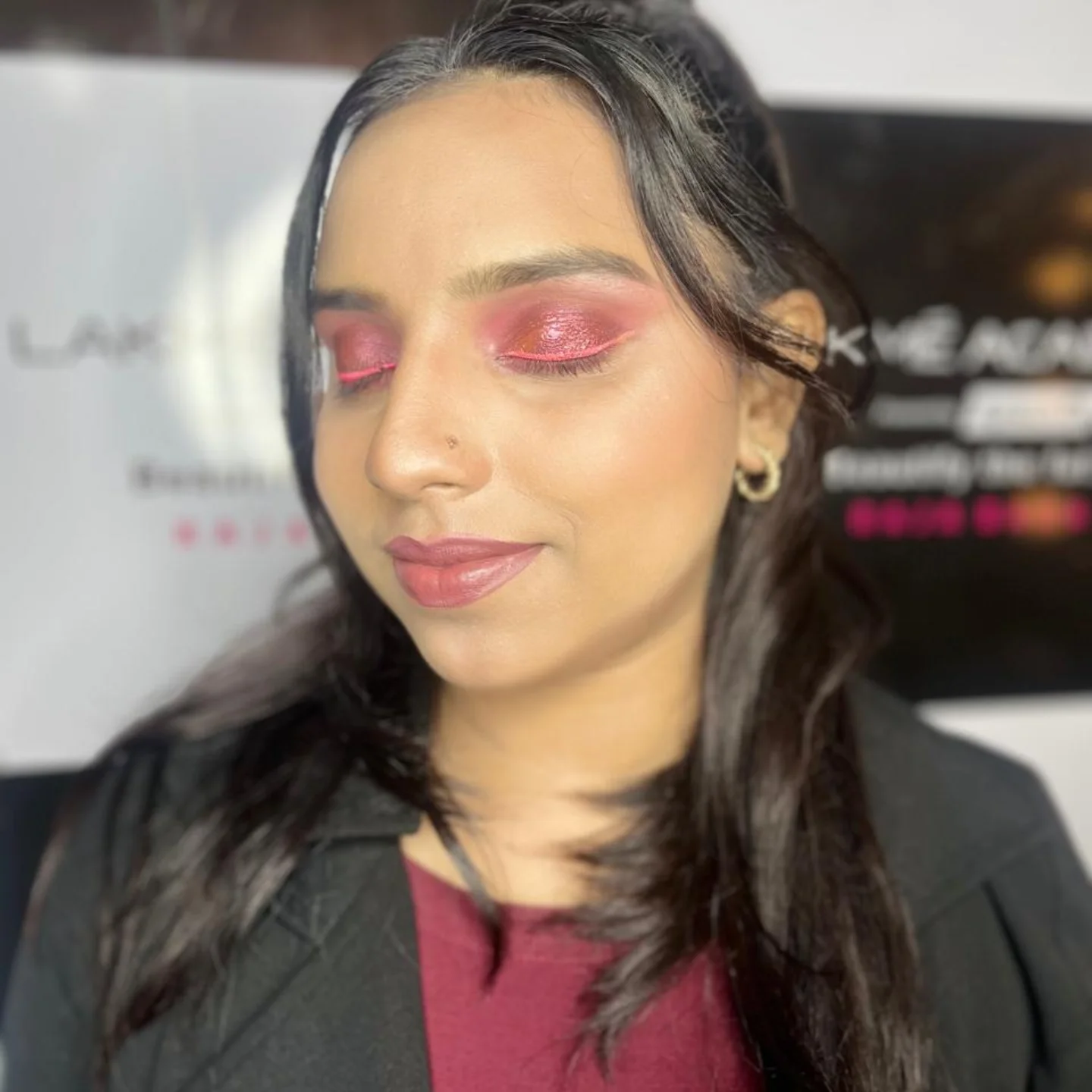 Pink shimmer editorial eye makeup — Therounak Patna