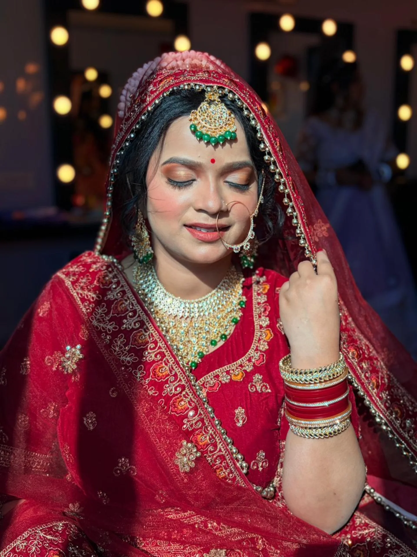 Red bridal smiling portrait — Patna