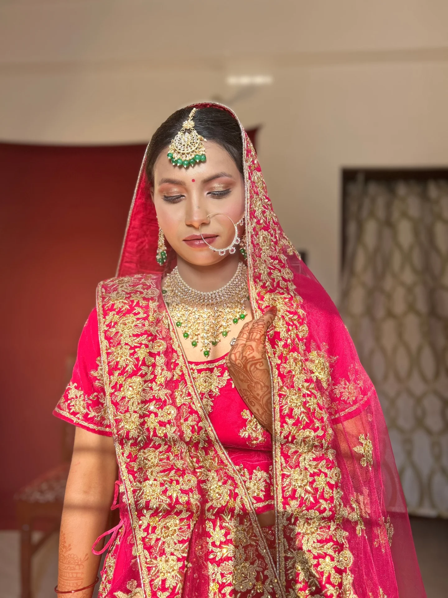 Red bridal close-up detail — Patna